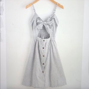 Bow tie peekaboo striped cami dress